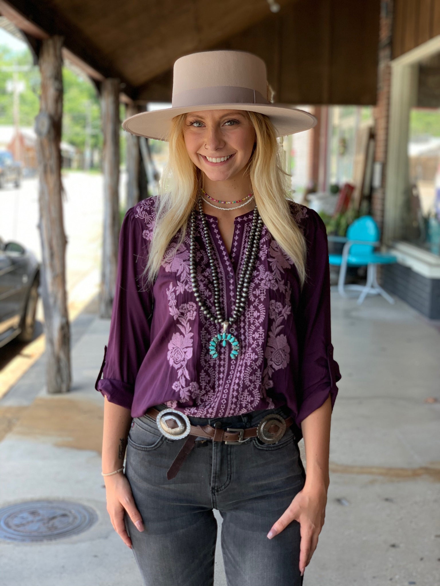 Thin Leather Concho Belt