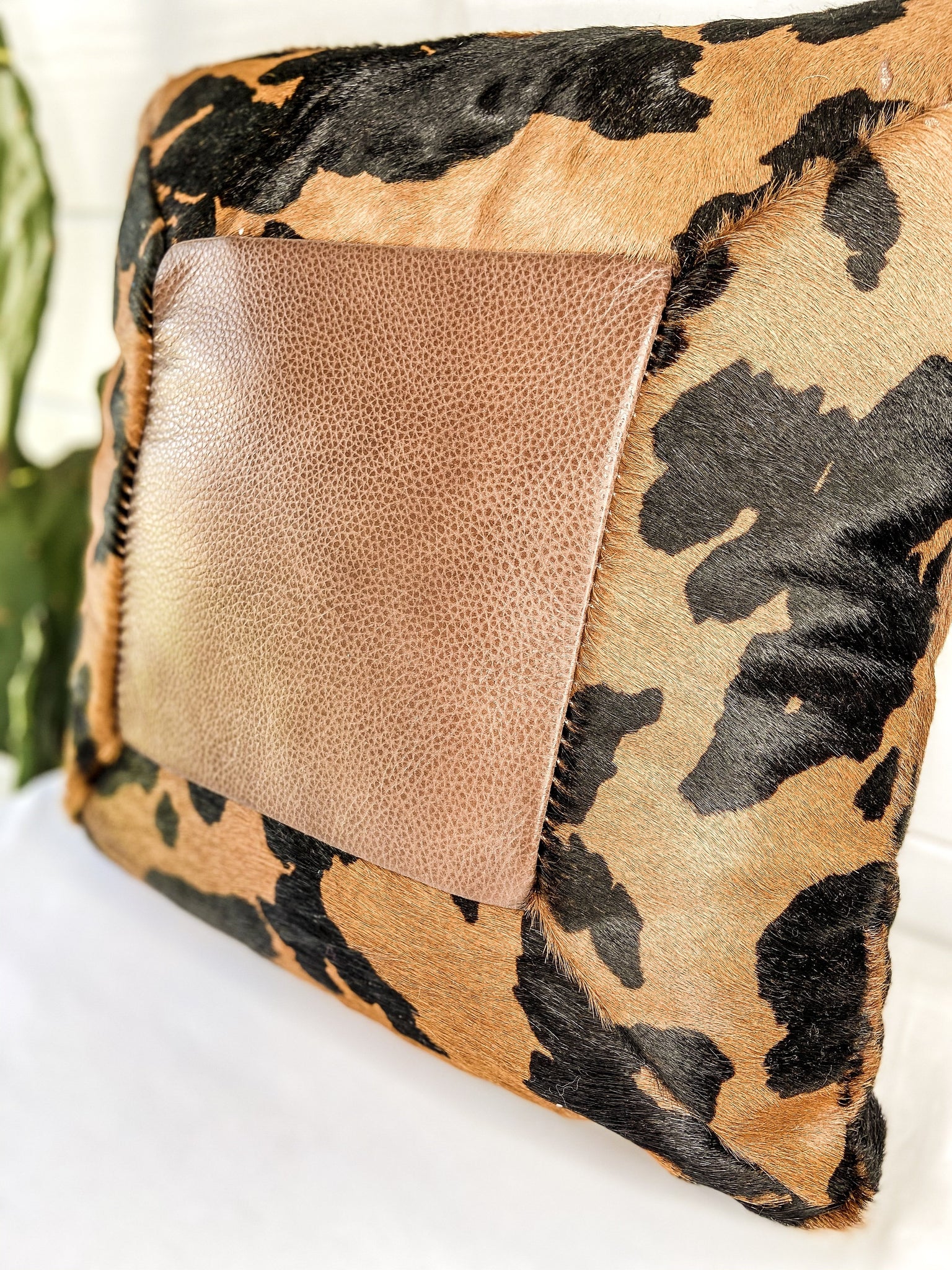 Leopard and Leather Pillow