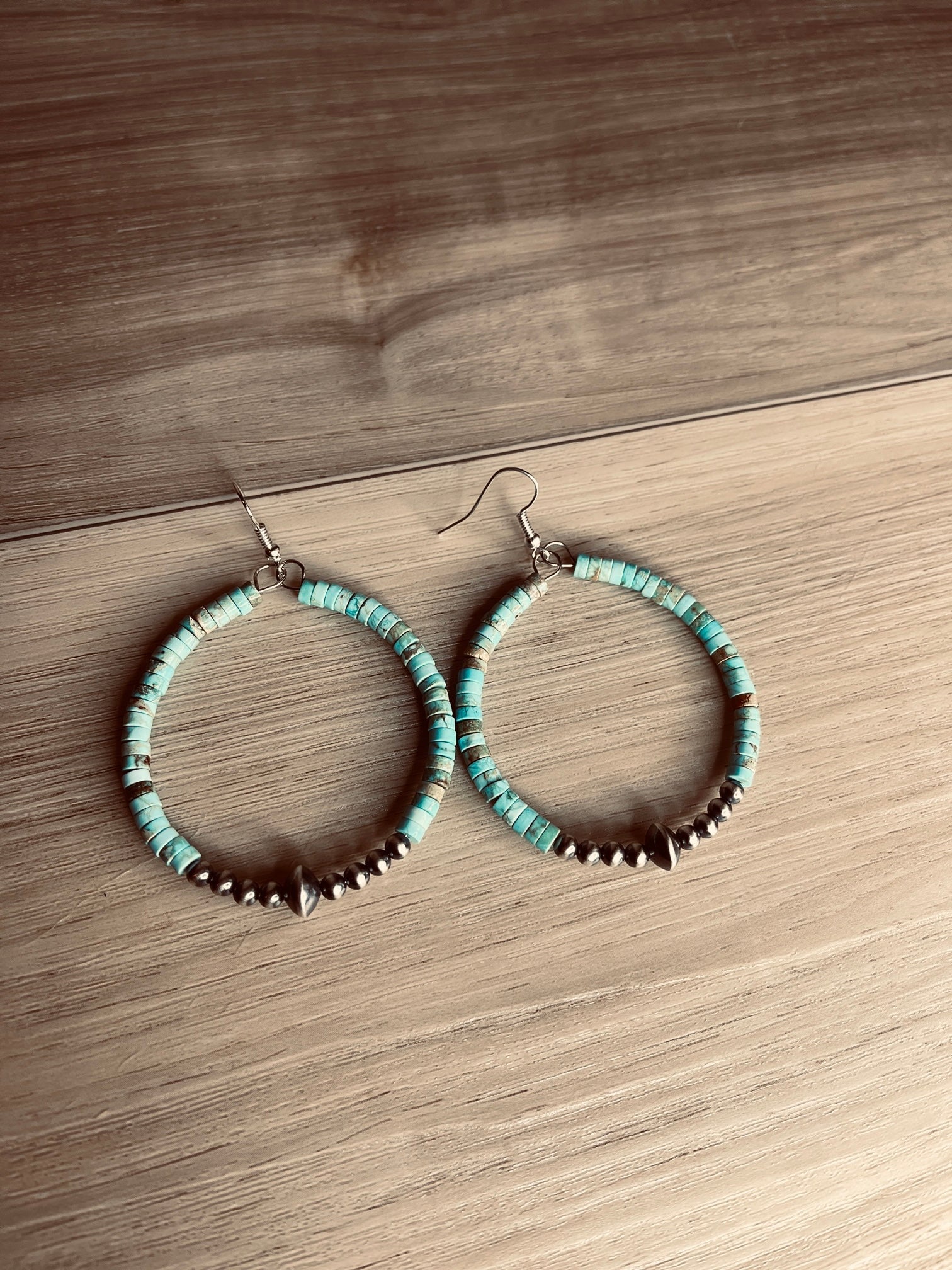 Turquoise Pearl Hoop Earrings